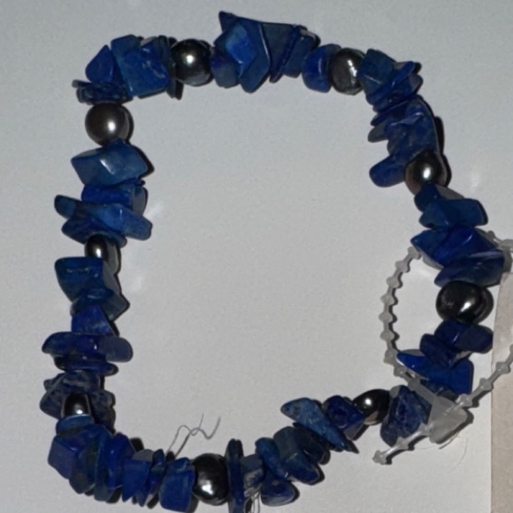 Lapis Dyed Howlite Chipped Stone Bracelet | Semi-Precious Relaxation Jewelry